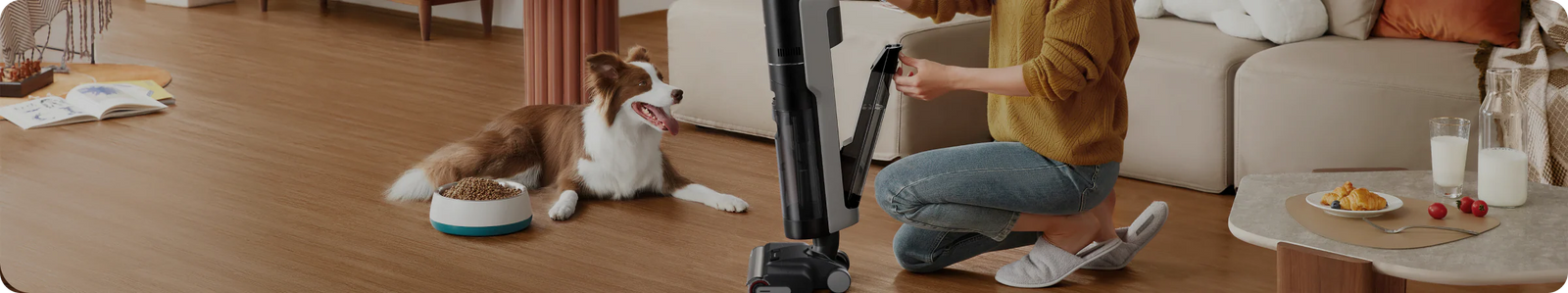 
    Tackle Pet Hair and Mess in One Go
    Effortlessly lift pet hair, dirt, and everyday messes from floors — all in a single pass.
