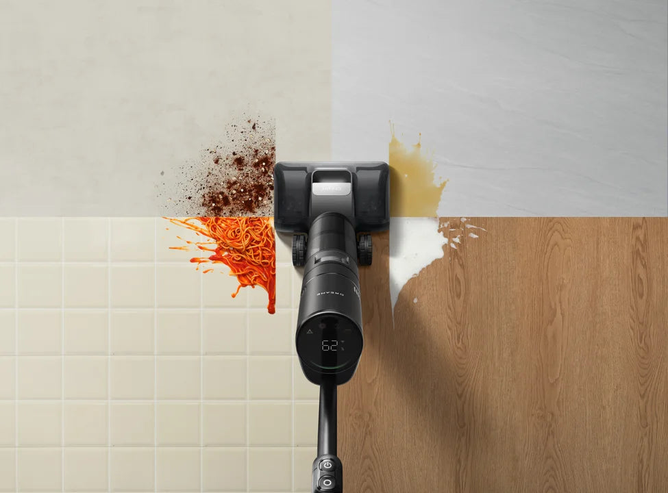 One-pass vacuum and mop